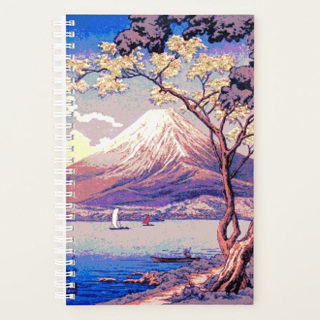 Agenda Pixel Mt. Fuji do lago Yamanaka no Poster de Dusk (Frente)