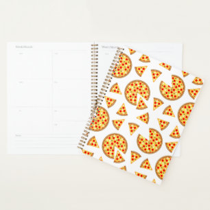 Agenda Pizza divertida legal e padrão de fatias em branco