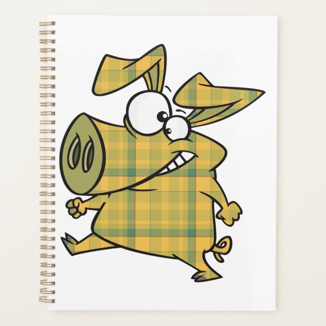 Agenda Plaid Cartoon Pig Funny Tartan Farm Animal (Frente)