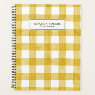 Agenda Plaid de Buffalo em Aquarela Amarela Personalizado