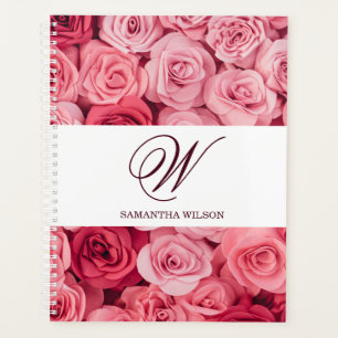 Agenda Planador de Casamento Floral Monograma de Nomes