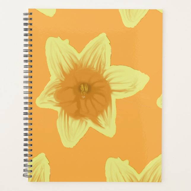 Agenda Planeador Amarelo e Laranja da Flor Daffodil (Frente)
