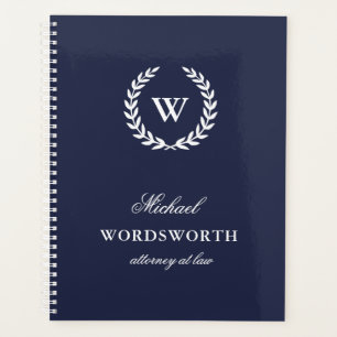Agenda Planeador Azul Elegante Elegante Clássico do Monog