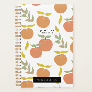 Agenda Planeador Branco do Padrão de Pêssego do Cute Retr