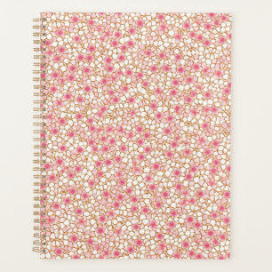 Agenda Planeador Chiyogami de Flor Branca e Rosa