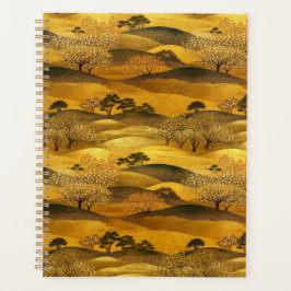 Agenda Planeador Chiyogami para Paisagem ouro