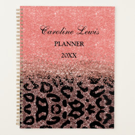 Agenda Planeador Com Nome, Rosa De Leopard Dourado Glitte