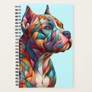 Agenda Planeador com Pitbull Terrier cubista multicolorid