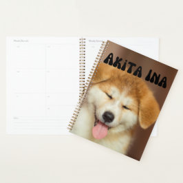 Agenda Planeador de Calendário do Cute Akita Ina Puppy