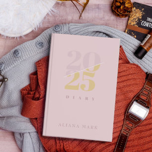 Agenda Planeador de Calendário Mínimo 2025 de Cor Rosa-de