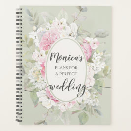 Agenda Planeador de Casamento de Rosas Florais e Peonies