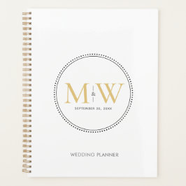 Agenda Planeador de Casamento do Monograma Dourado Elegan