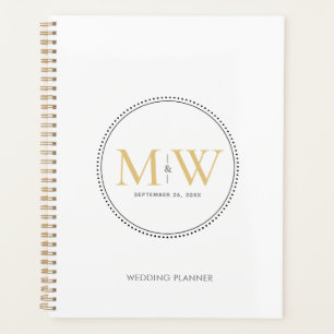 Agenda Planeador de Casamento do Monograma Dourado Elegan