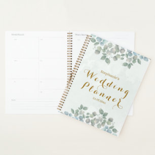 Agenda Planeador de casamento do watecolor de eucalipto D
