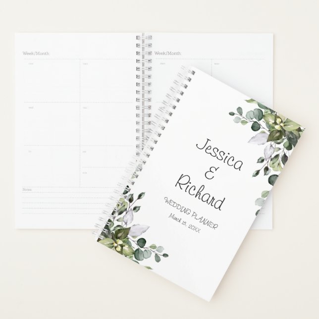 Agenda Planeador de Casamento Eucalyptus Watercolor (Exibição)