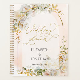 Agenda Planeador de Casamento Floral Branco Elegante