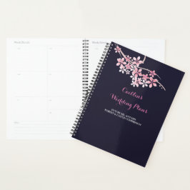 Agenda Planeador de Casamento Floral de marinho Rosa de C