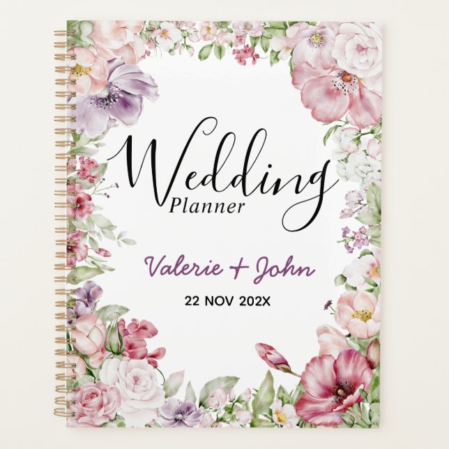Agenda Planeador de Casamento Floral do Jardim Inglês (Frente)