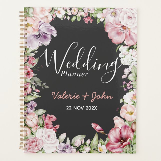 Agenda Planeador de Casamento Floral do Jardim Inglês (Frente)