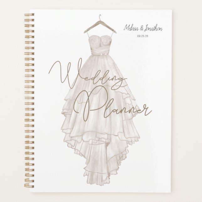 Agenda Planeador de Casamento Floral Elegante Rosa Modern (Frente)