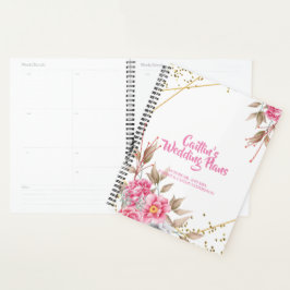 Agenda Planeador de Casamento Floral Rosa Cor-de-Quadro D
