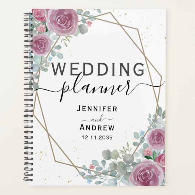 Agenda Planeador de Casamento Floral Russo Eucalyptus & R (Frente)
