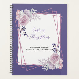 Agenda Planeador de Casamento Púrpura de Quadro Geométric