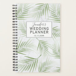 Agenda Planeador de Casamento Verde da Folhagem Tropical