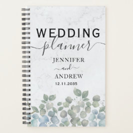 Agenda Planeador de Casamento Verde do Moderno Eucalyptus