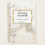 Agenda Planeador de Casamentos do Mármore Branco Elegante<br><div class="desc">Planeador de Casamentos Elegante de Marte Branca e Ouro. Você pode adicionar seu próprio texto,  nomes e data. Planejador perfeito para planejar seu dia de casamento.</div>