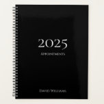 Agenda Planeador de Compromissos Minimalista Moderno Bran<br><div class="desc">Planejador de Compromissos Moderno Preto e Branco de 2024 com um design simples. Com letras minimalistas de tipografia branca,  você pode adicionar suas próprias informações. Um organizador profissional para te manter no bom caminho.</div>