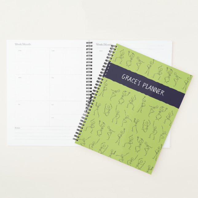 Agenda Planeador de dança de esqueleto - verde (Exibição)