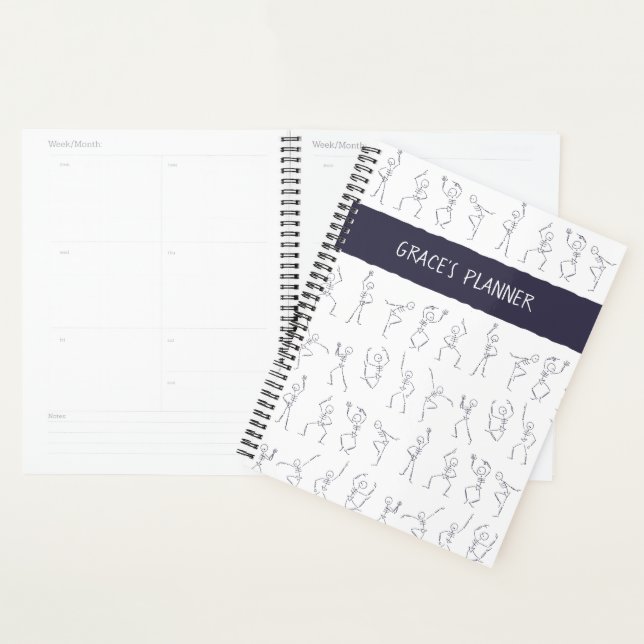 Agenda Planeador de dança do esqueleto - branco (Exibição)