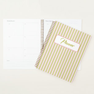 Agenda Planeador de faixas rosa e verde