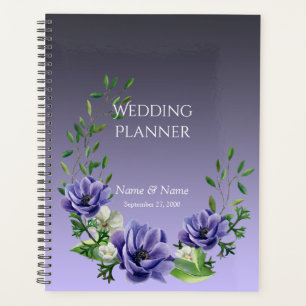 Agenda Planeador de Flores Roxas de Aquarela
