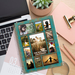 Agenda Planeador De Fotos Da Família De Quadros De Teal