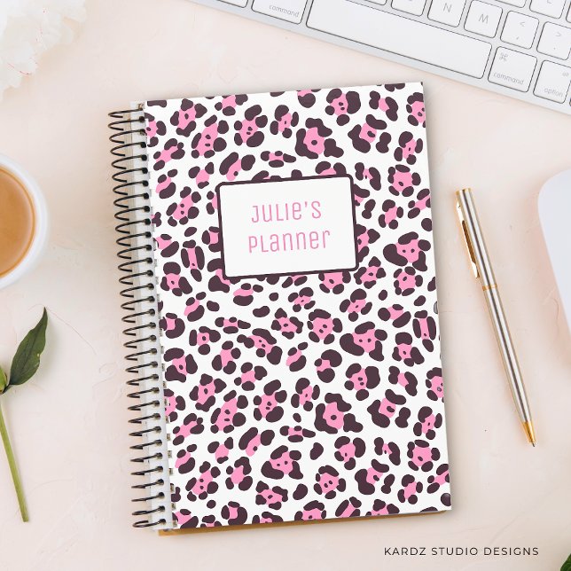 Agenda Planeador de Leopardo de Menina Personalizada (Personalize this custom planner with your name.)