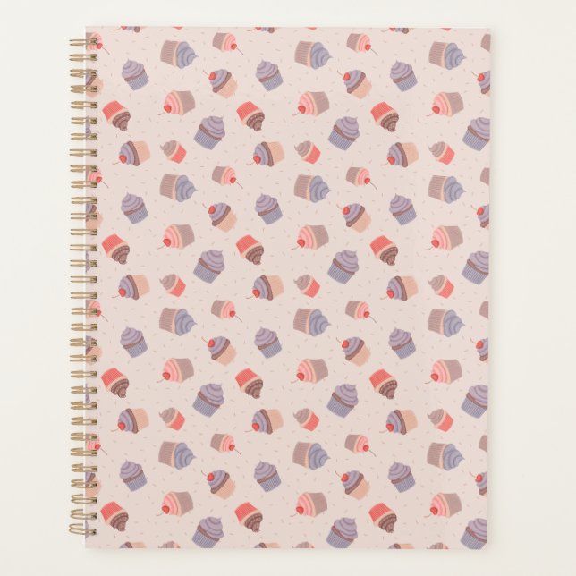 Agenda Planeador de Limites Espirais Confetti do Cupcake  (Frente)