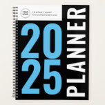 Agenda Planeador de logotipos personalizado moderno preto<br><div class="desc">design de logotipo personalizado simples da empresa, preto e branco moderno. Você pode editar as cores e o texto neste livro do planejador.</div>