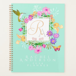 Agenda Planeador de Monograma de Jardim Floral