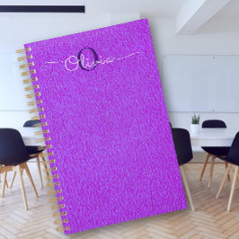 Agenda Planeador de Monograma de Tipografia Púrpura