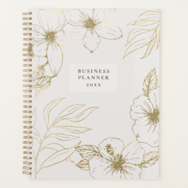 Agenda Planeador de negócios floral de arte de ouro