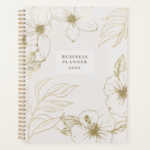 Agenda Planeador de negócios floral de arte de ouro