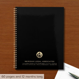 Agenda Planeador de negócios preto elegante