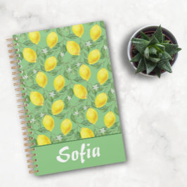 Agenda Planeador de nome verde-limão de padrão amarelo