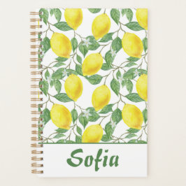 Agenda Planeador de nome verde-limão de padrão amarelo