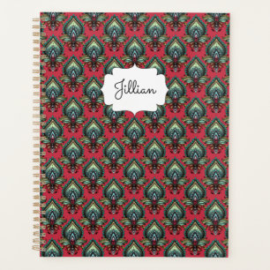Agenda Planeador de Nomes de Boho de Padrão de Rico Rosa