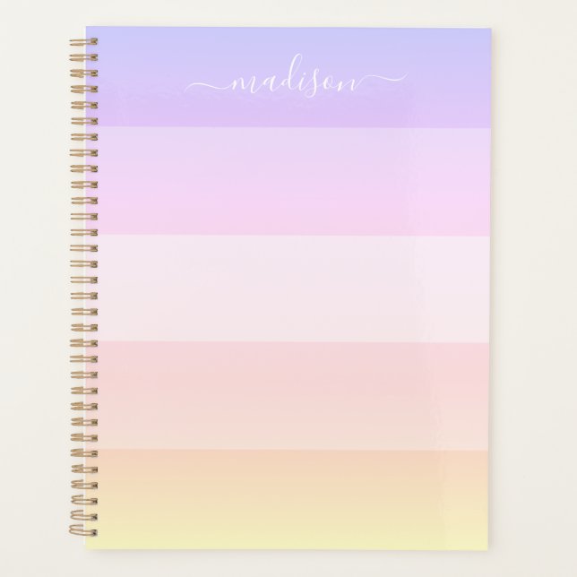 Agenda Planeador de nomes estriados de pastel elegante (Frente)