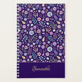 Agenda Planeador de Padrão de Boho Simples Monograma Flor
