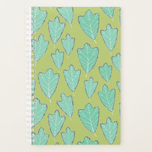 Agenda Planeador de Padrão de Folhas Aqua Contemporâneas